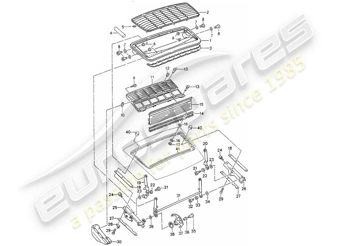 porsche 993 (1996) rear spoiler parts diagram