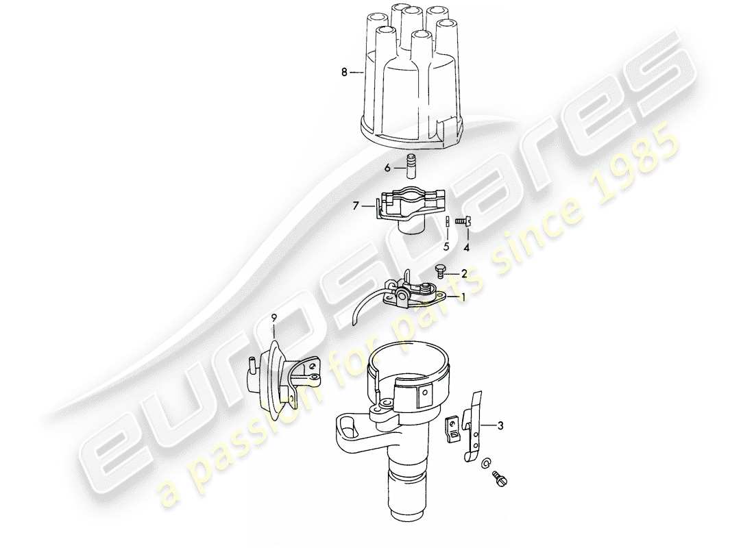 porsche 911 (1972) distributor - - marelli - - d - mj 1972>> part diagram