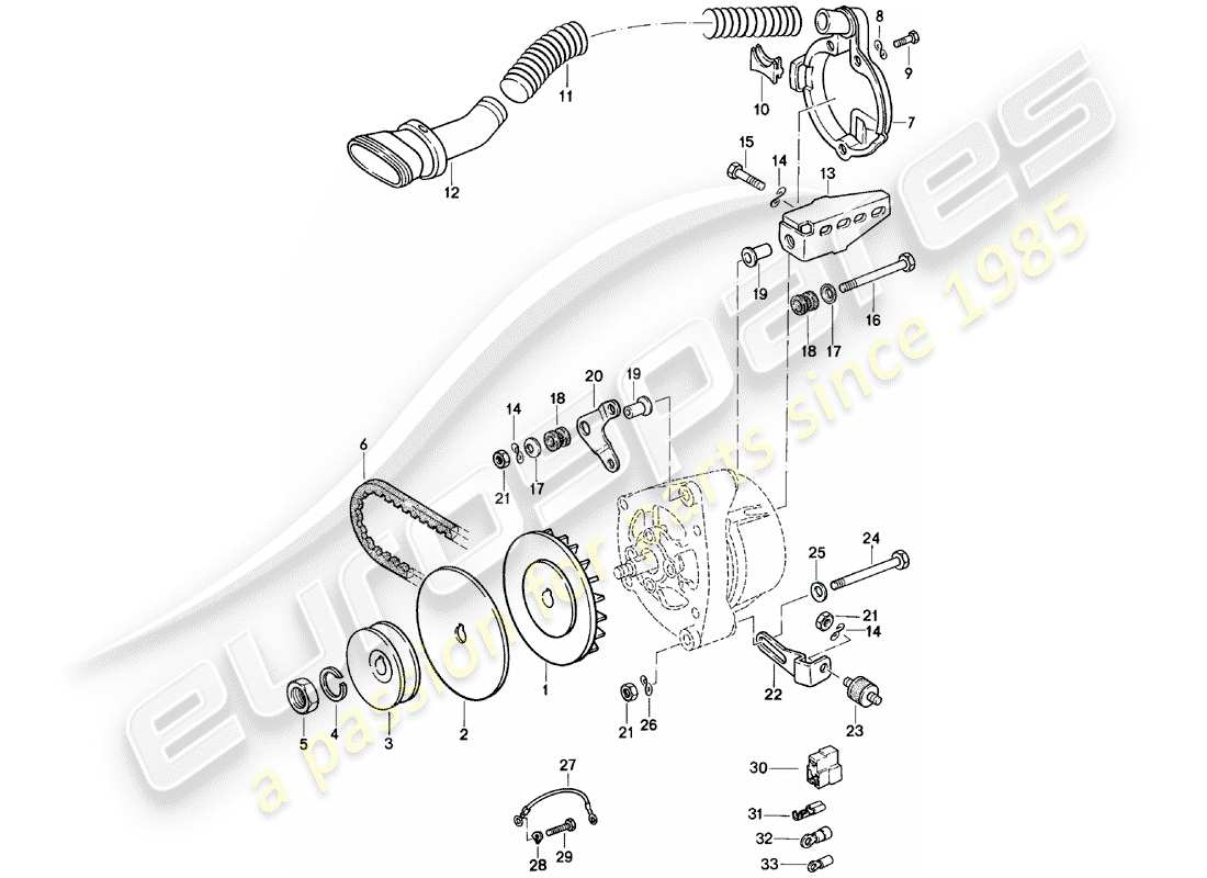 porsche 924 (1980) fasteners - alternator part diagram