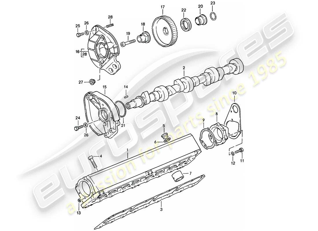 porsche 944 (1986) camshaft housing - - camshaft parts diagram