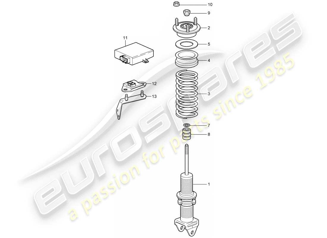 porsche 997 t/gt2 (2007) shock absorber parts diagram