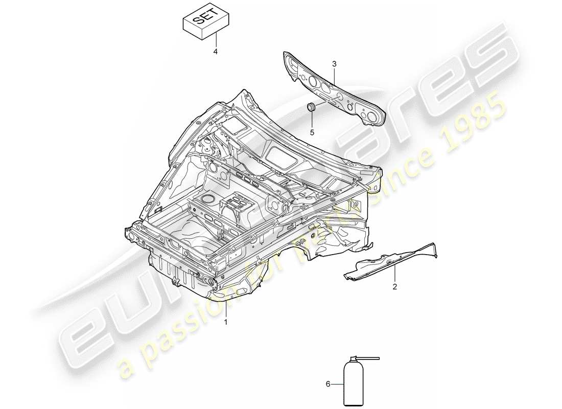 porsche 997 t/gt2 (2007) front end part diagram