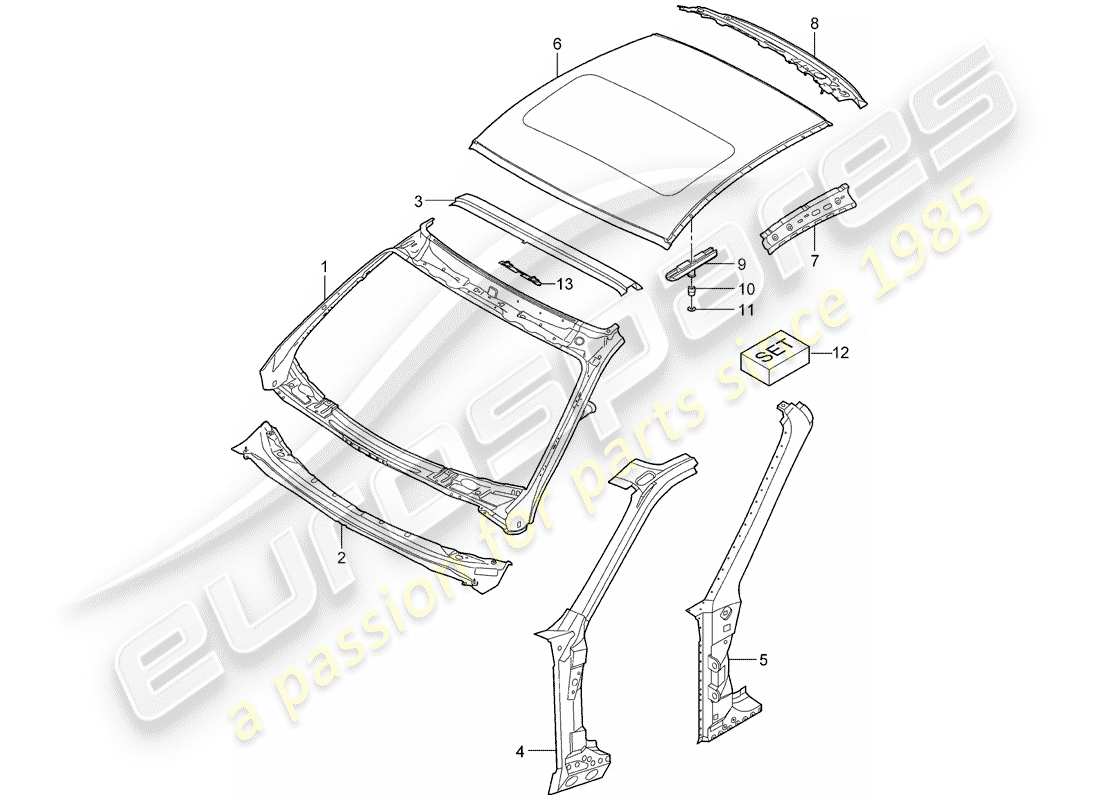 porsche 997 (2005) cowl part diagram