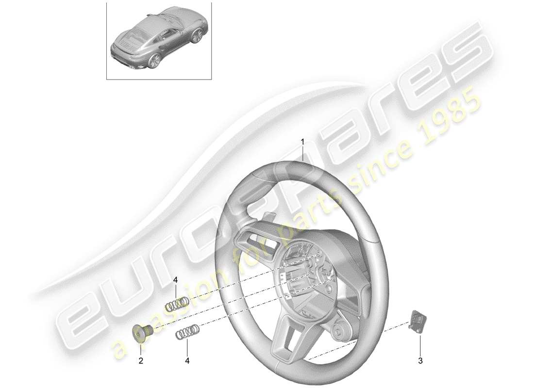 porsche 991 turbo (2019) steering wheel part diagram