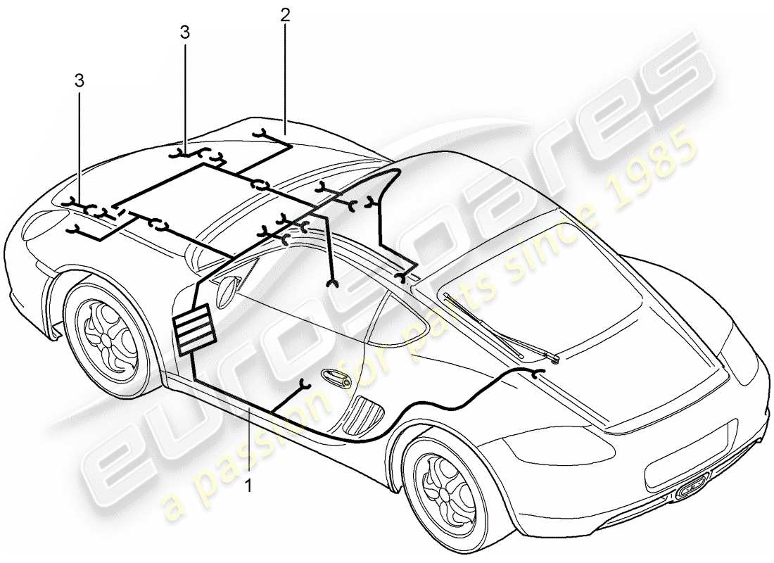 porsche cayman 987 (2009) wiring harnesses parts diagram