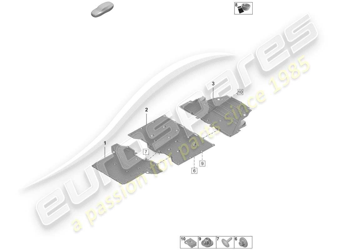 porsche 2020 underbody lining parts diagram