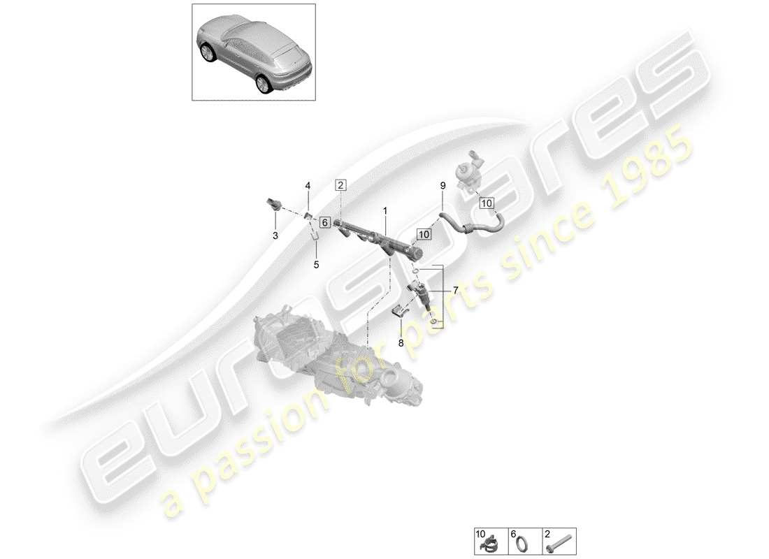 porsche macan (2020) fuel collection pipe part diagram