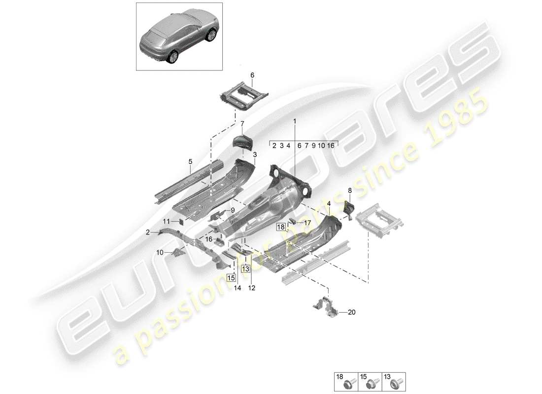 porsche macan (2019) floor plates part diagram