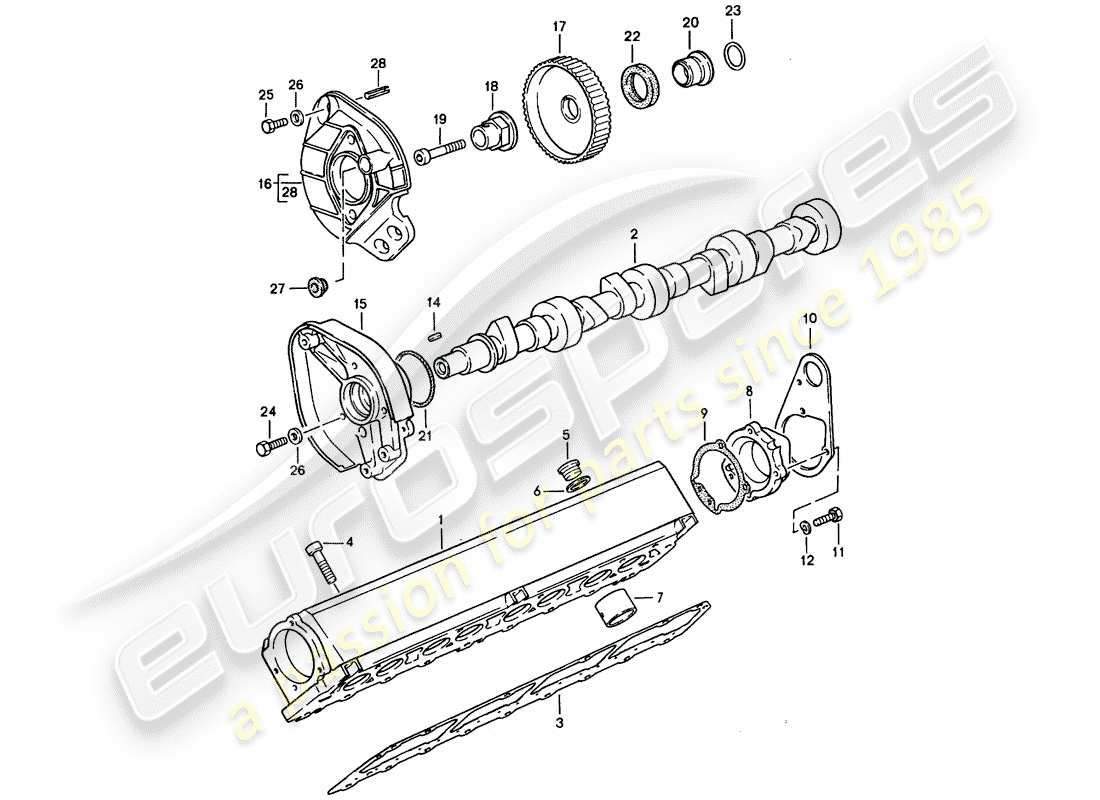 porsche 944 (1991) camshaft housing - camshaft parts diagram