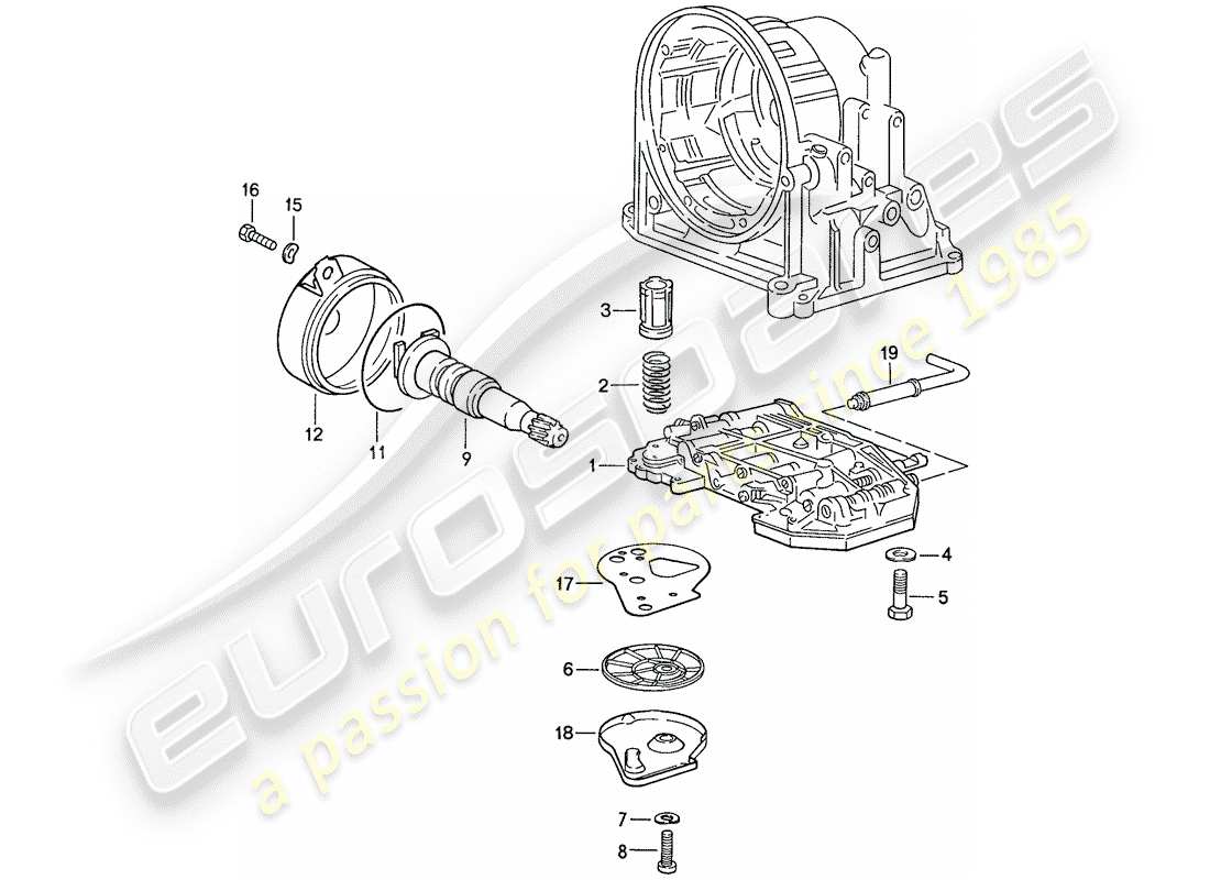 porsche 944 (1991) valve body - oil strainer - governor - for - automatic transmission - d >> - mj 1989 parts diagram