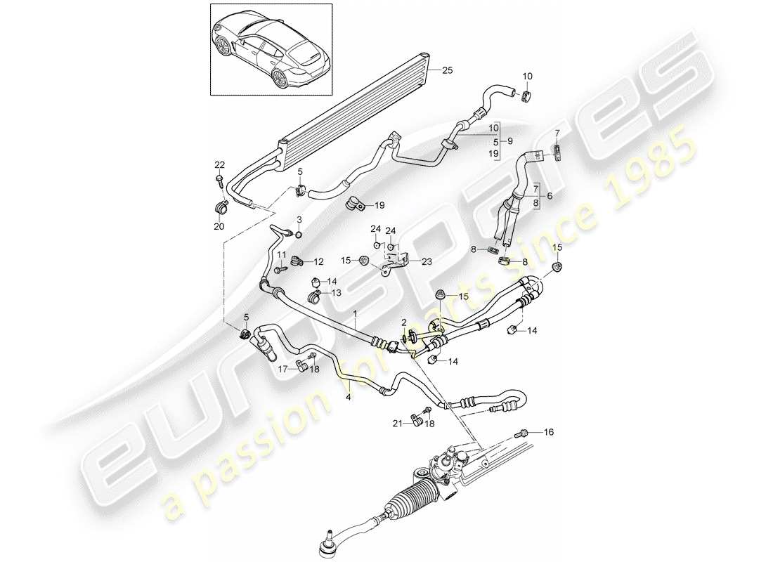 porsche panamera 970 (2016) power steering part diagram