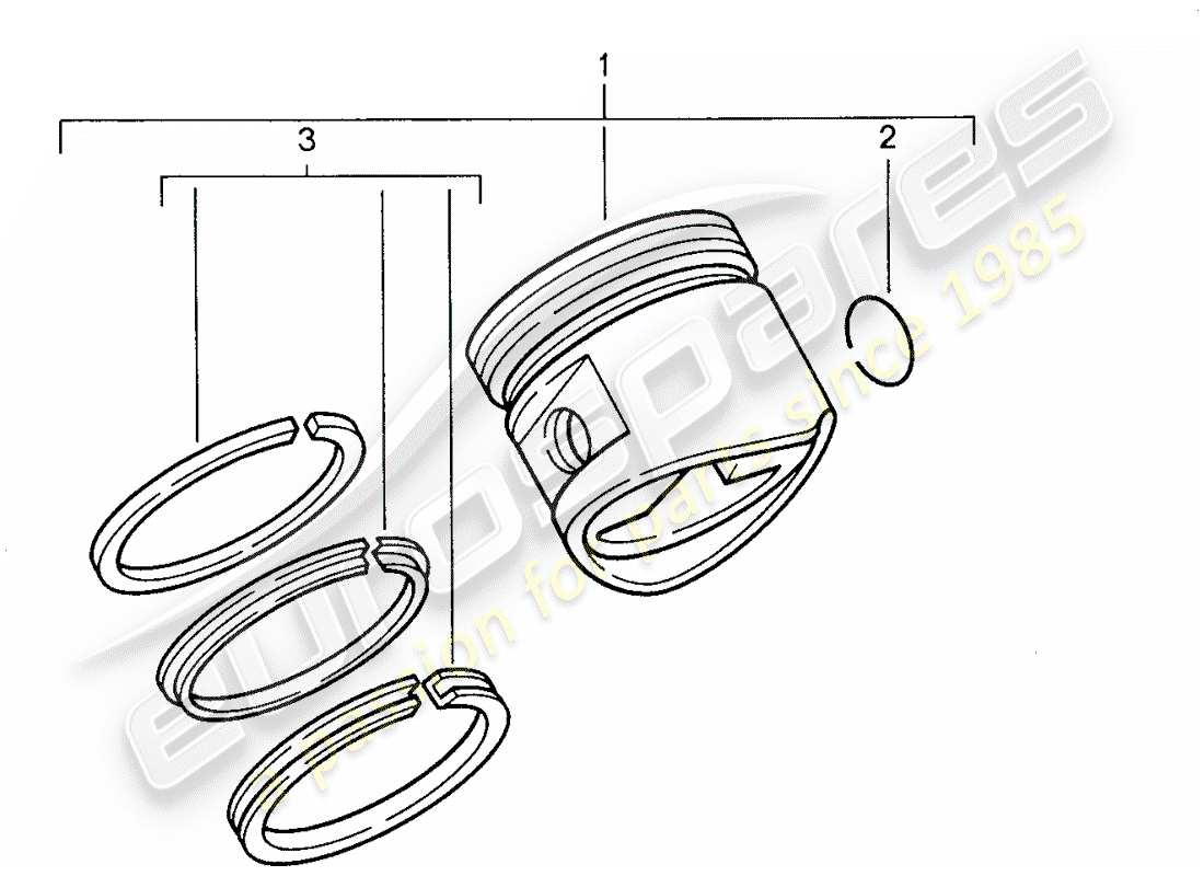 porsche 928 (1991) piston - piston rings parts diagram