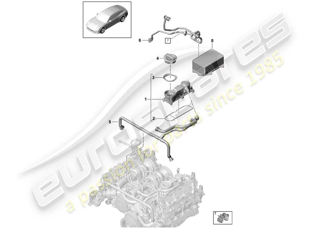 porsche panamera 971 (2019) crankcase breather parts diagram