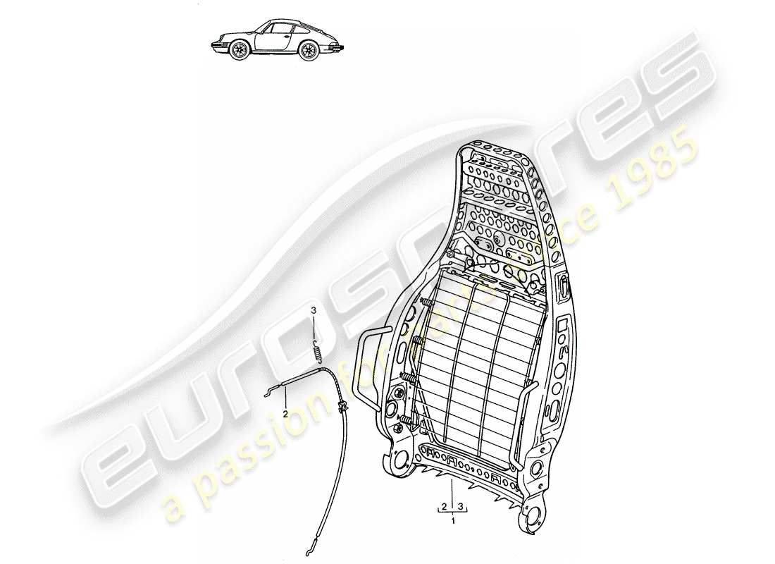 porsche seat 944/968/911/928 (1986) backrest frame - sports seat - d - mj 1985>> - mj 1986 parts diagram