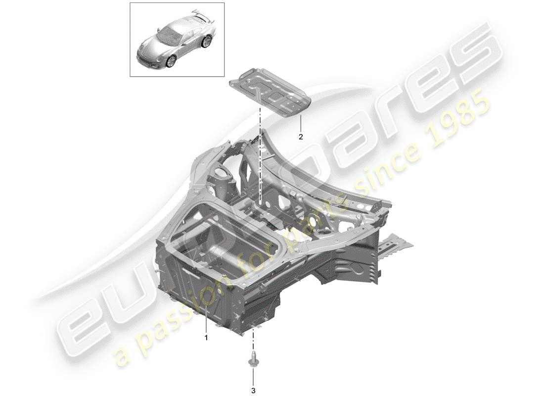 porsche 991r/gt3/rs (2020) front end parts diagram