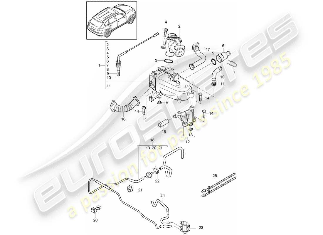 porsche cayenne e2 (2014) exhaust recirculation parts diagram