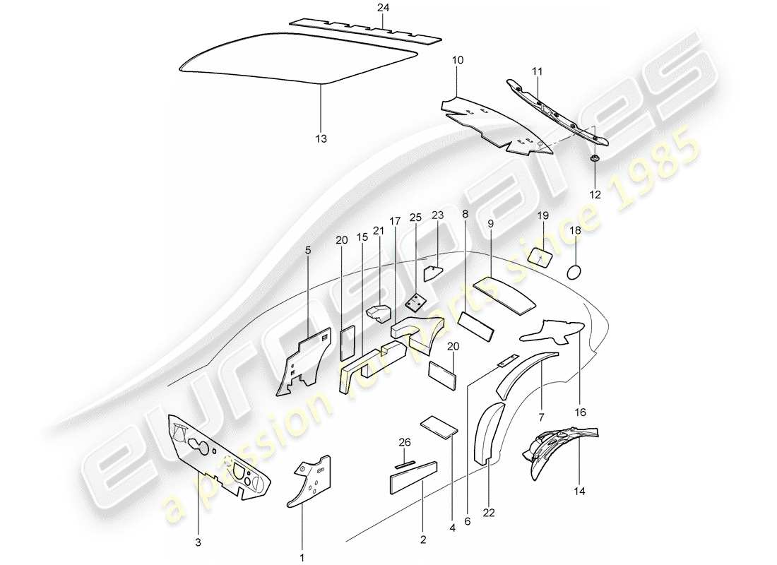 porsche 997 (2005) body shell part diagram