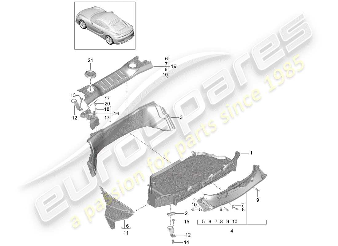 porsche 2016 luggage compartment part diagram