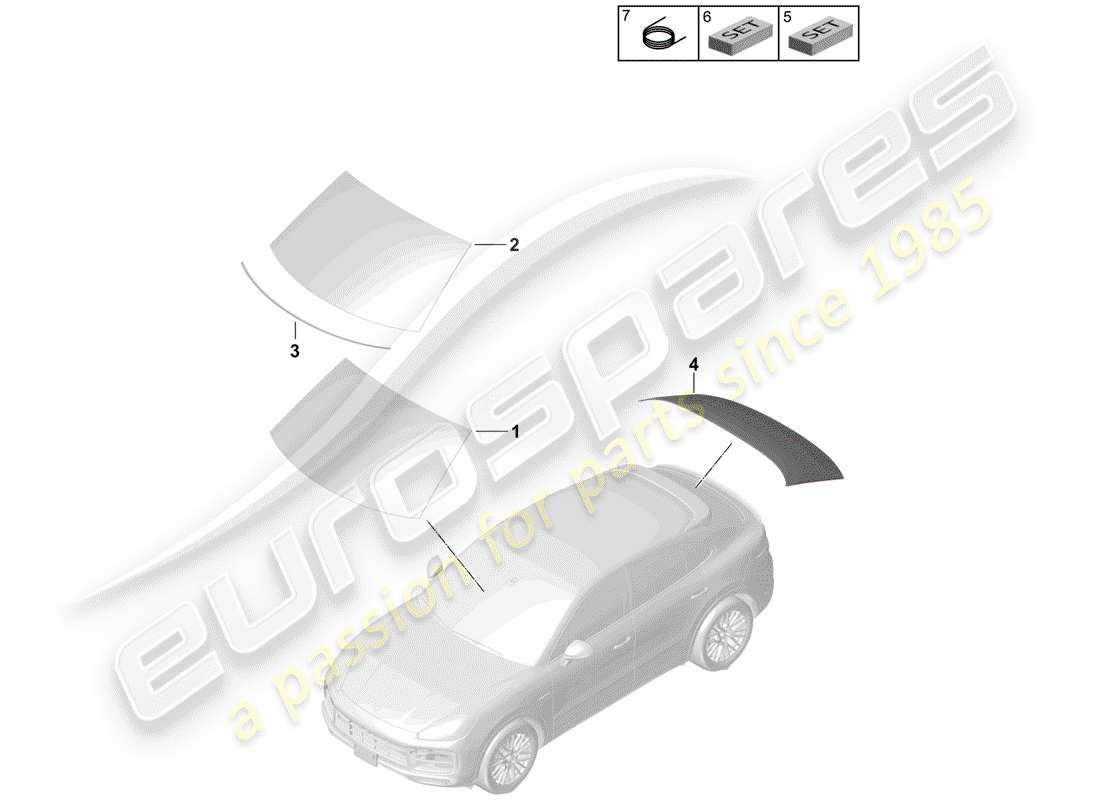 porsche cayenne e3 (2019) windshield glass part diagram