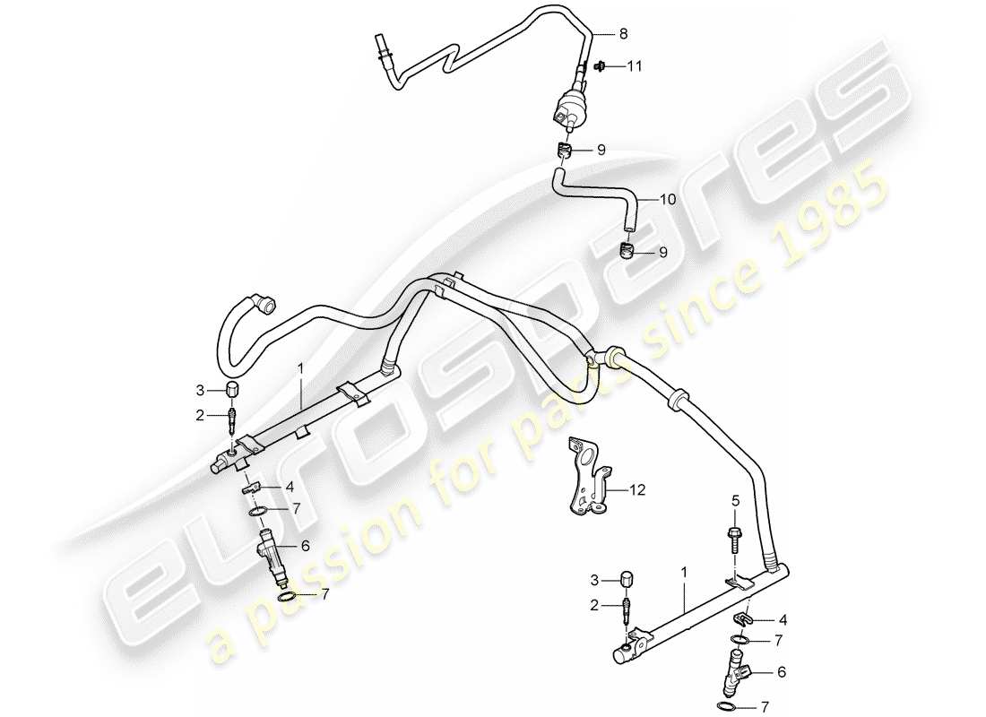 porsche cayman 987 (2006) fuel collection pipe part diagram