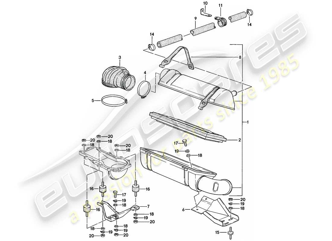 porsche 924 (1976) air cleaner system parts diagram