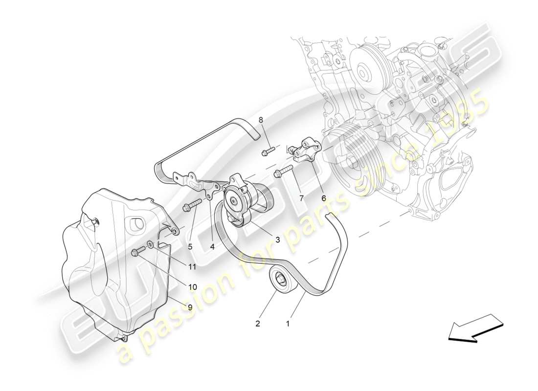 maserati qtp 3.0 tds v6 275hp (2015) auxiliary device belts part diagram