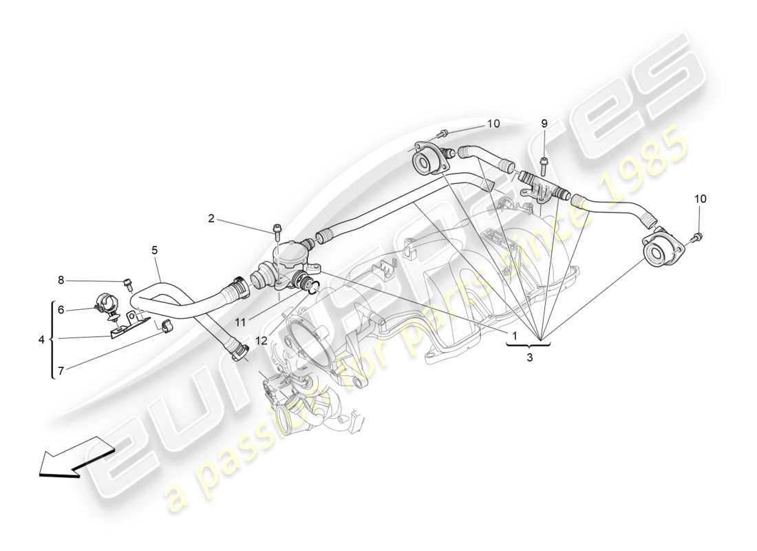 maserati qtp 3.0 bt v6 410hp (2014) oil vapour recirculation system part diagram