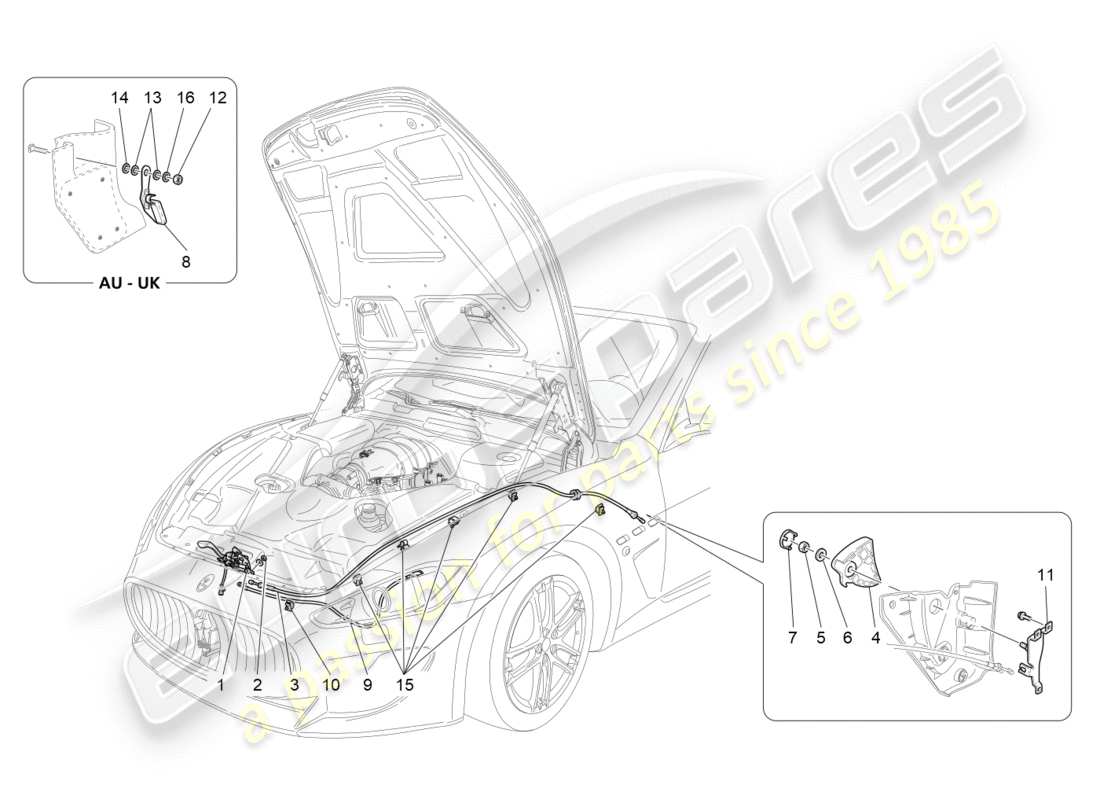 maserati qtp 3.0 tds v6 275hp (2015) front lid opening button part diagram