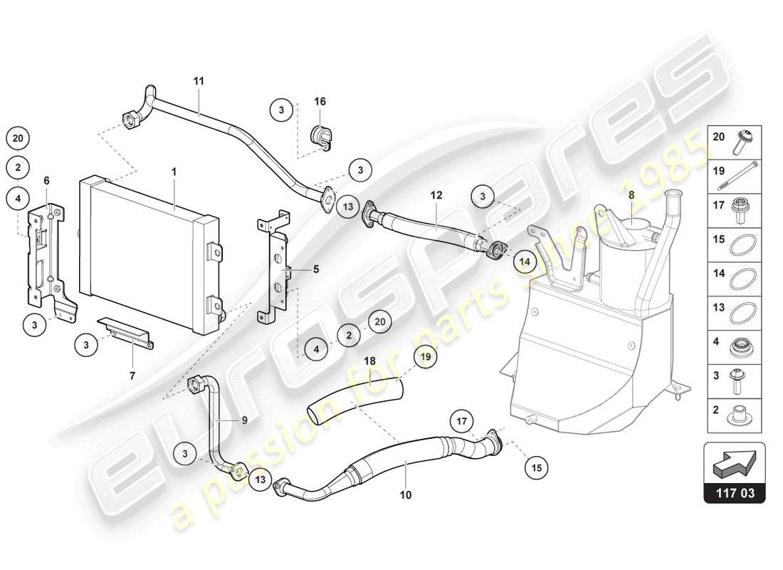 lamborghini lp700-4 coupe (2015) oil cooler parts diagram