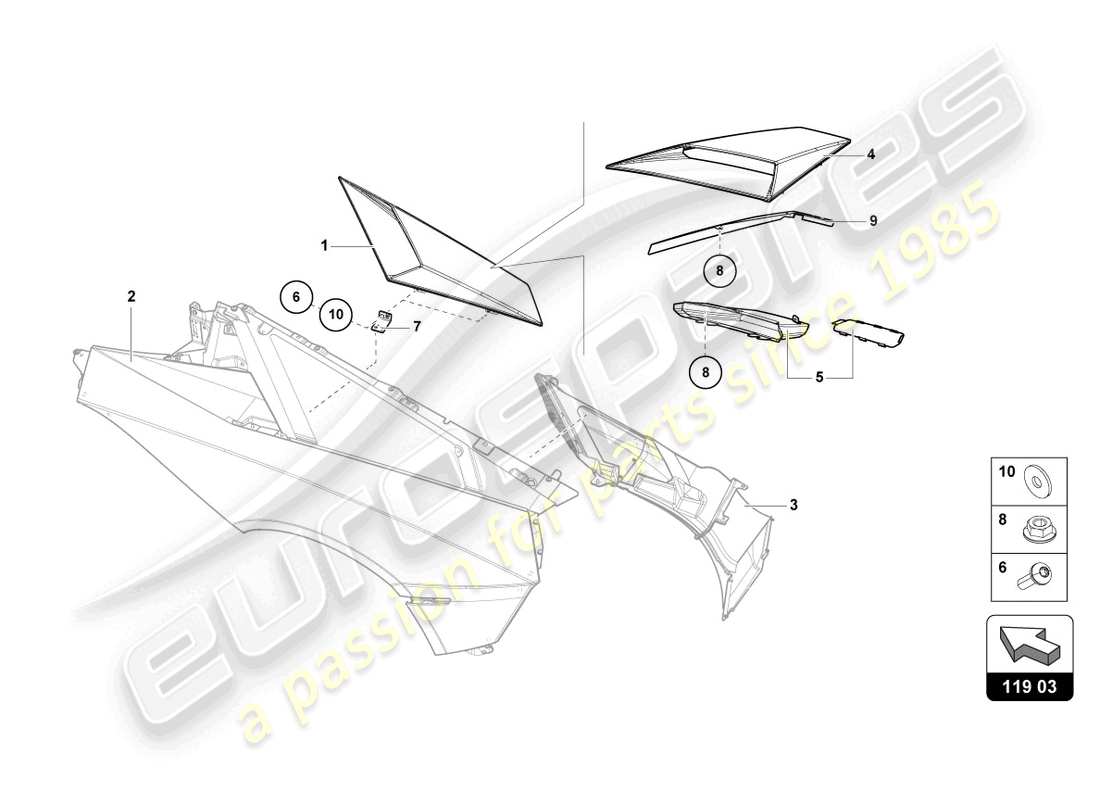 lamborghini lp770-4 svj coupe (2019) air intake trim plate part diagram