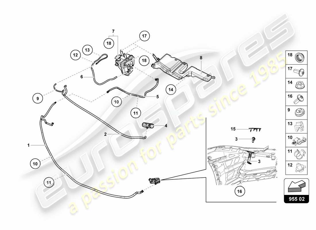 lamborghini performante coupe (2019) headlight washer system part diagram