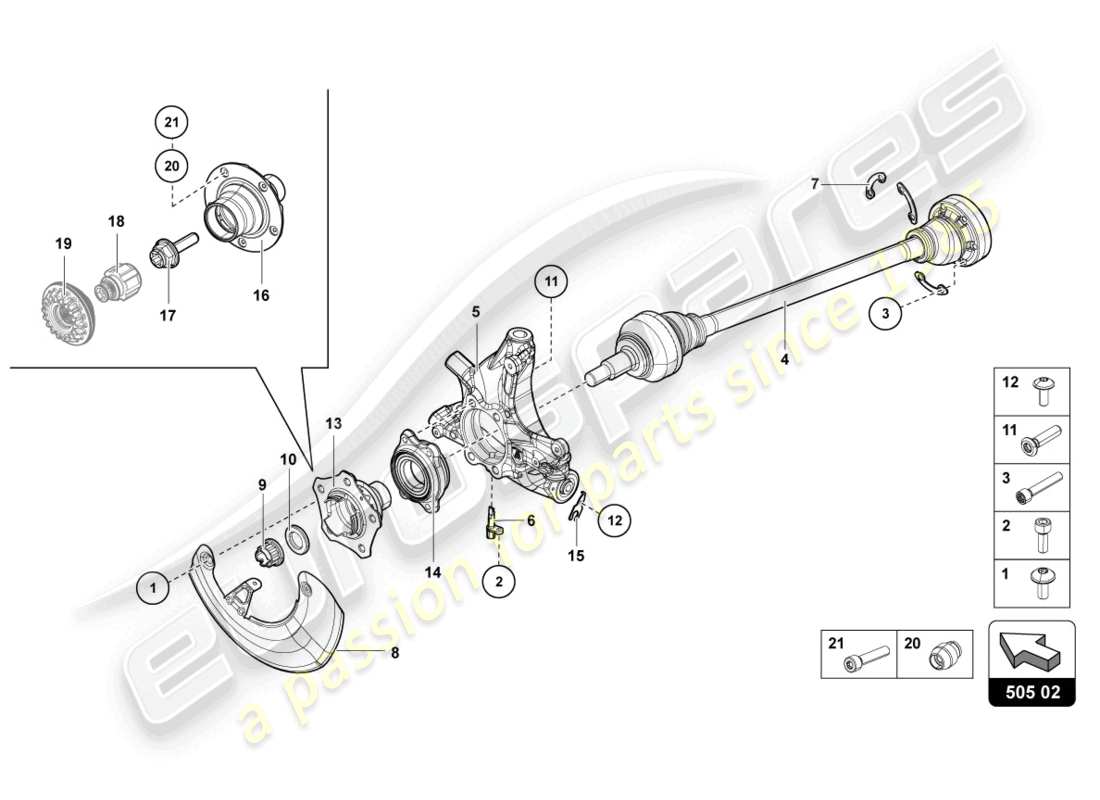 lamborghini lp750-4 sv roadster (2016) drive shaft rear parts diagram