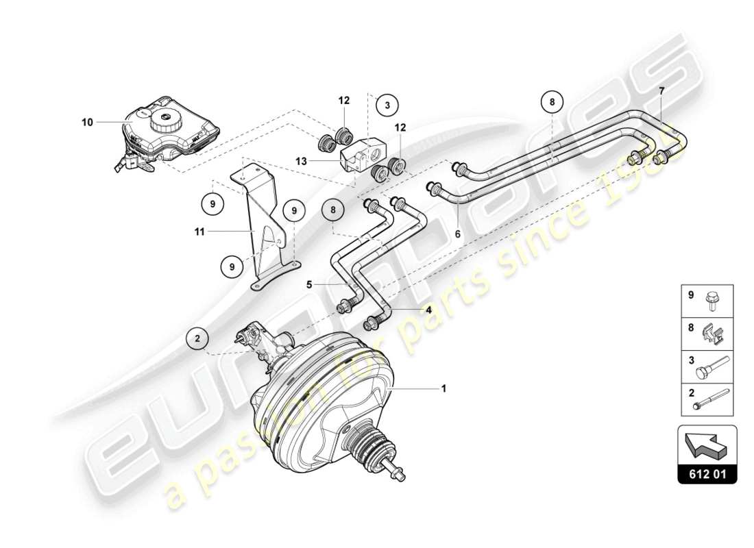 lamborghini lp770-4 svj coupe (2019) brake servo parts diagram