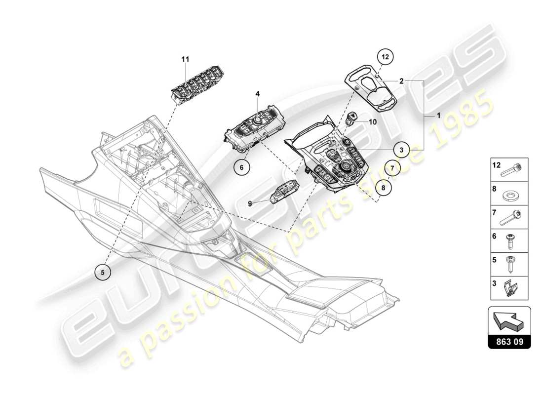lamborghini lp700-4 coupe (2015) switch unit parts diagram