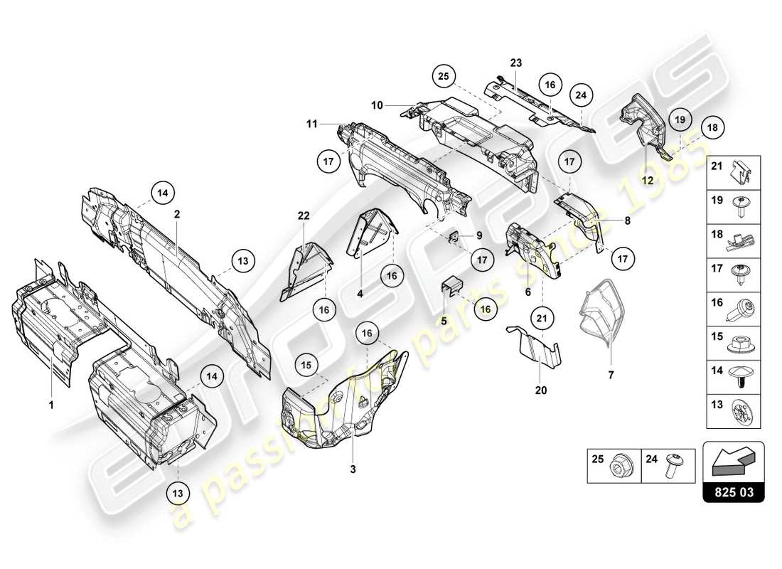 lamborghini lp610-4 coupe (2018) heat shield parts diagram