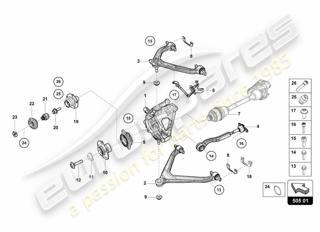 lamborghini performante coupe (2020) rear axle rear parts diagram