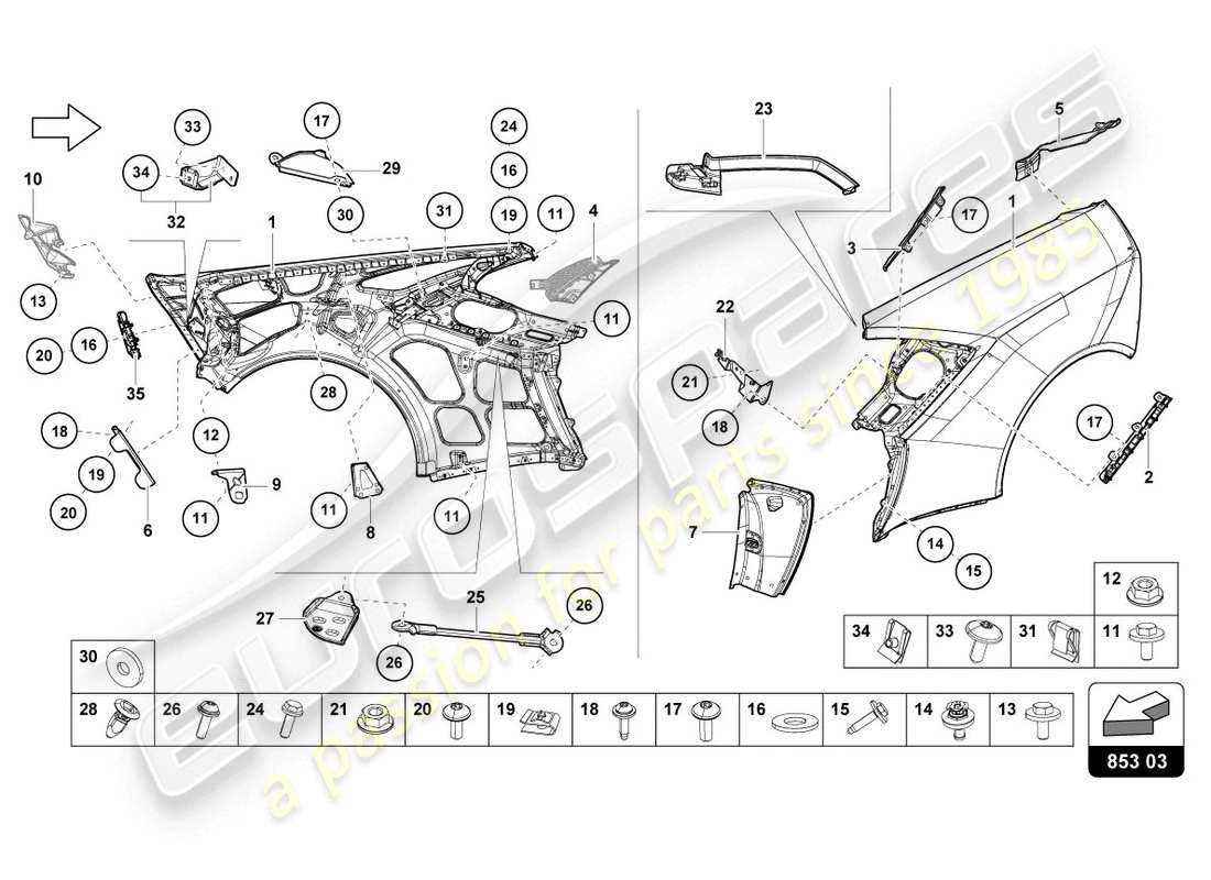 lamborghini lp610-4 coupe (2018) wing parts diagram