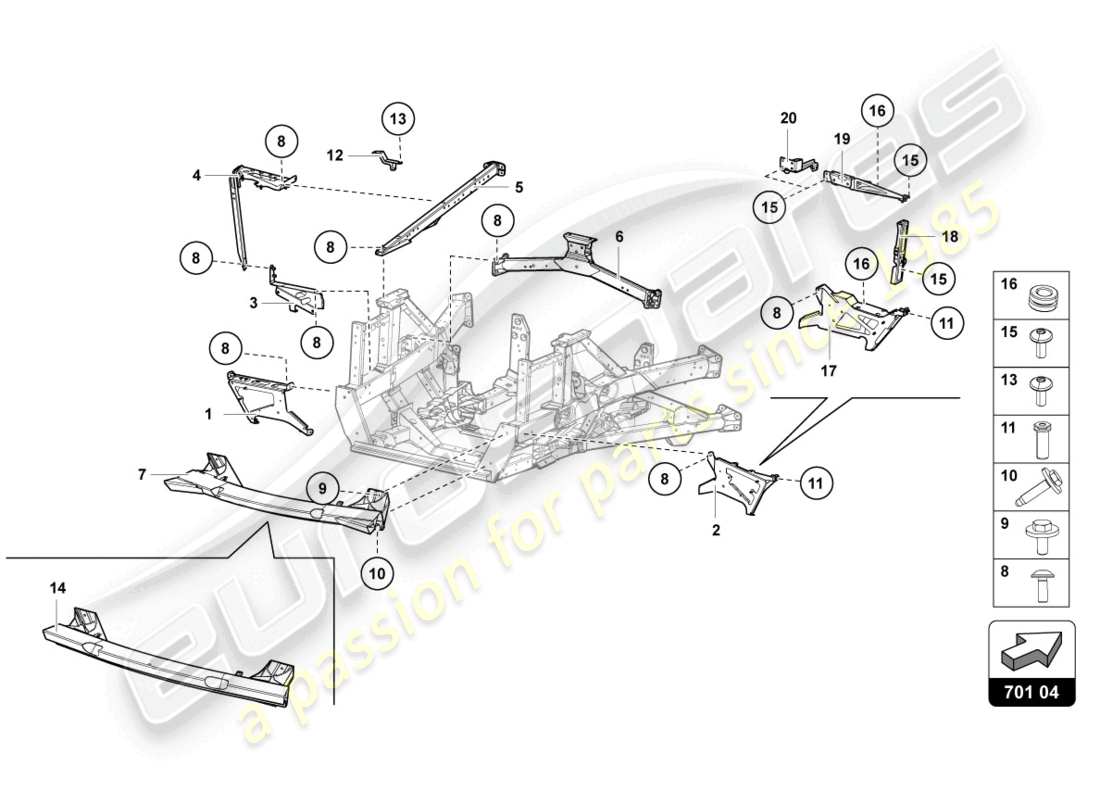 lamborghini lp740-4 s roadster (2020) trim frame rear part parts diagram