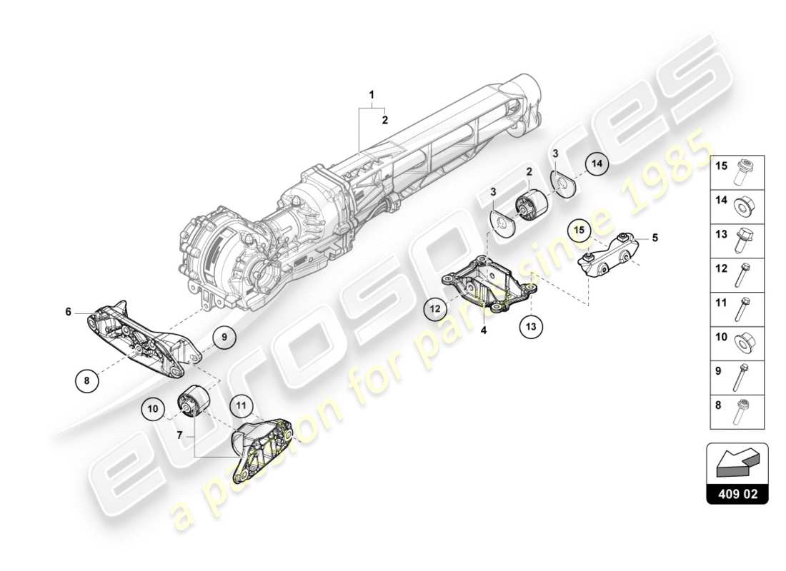 lamborghini performante coupe (2018) support for front axle parts diagram
