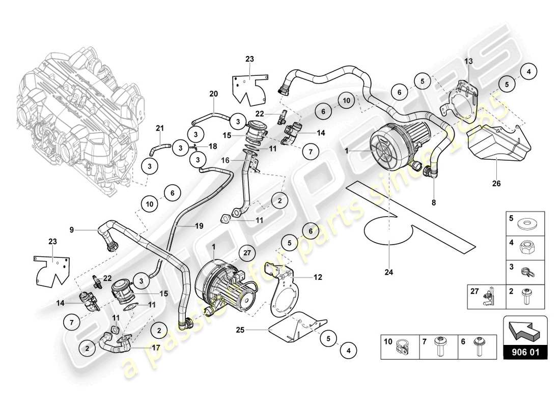 lamborghini sian (2020) secondary air pump parts diagram