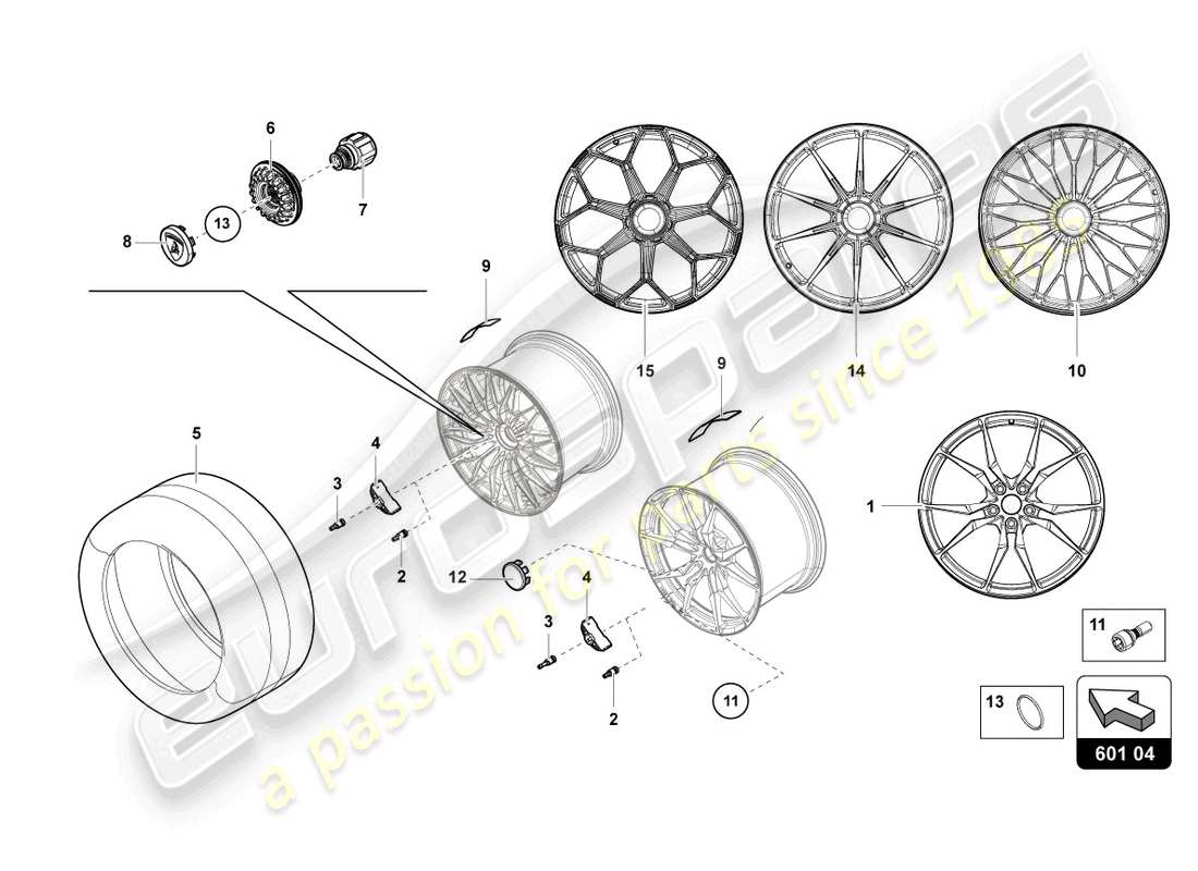 lamborghini lp740-4 s coupe (2019) wheels/tyres rear parts diagram