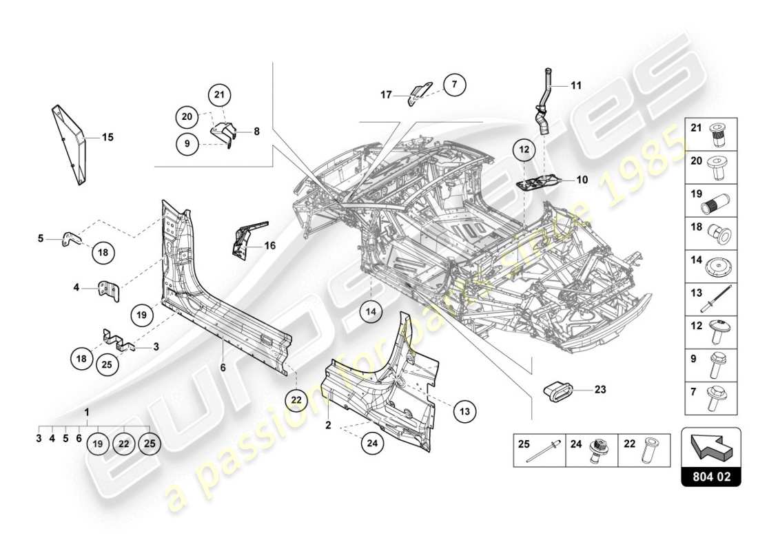 lamborghini evo spyder 2wd (2020) reinforcement parts diagram