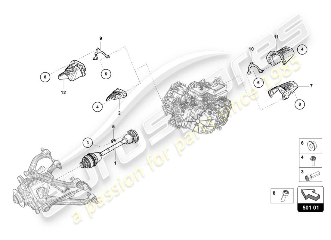 lamborghini performante spyder (2018) axle shaft rear parts diagram