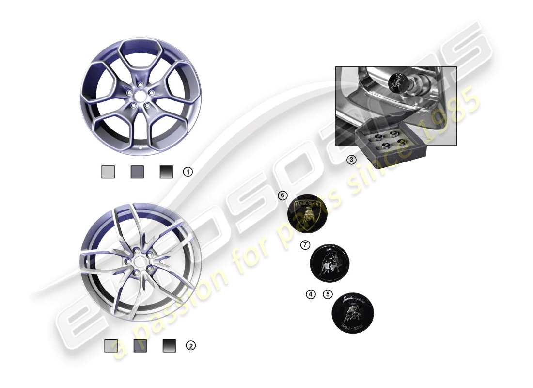 lamborghini huracan lp600-4 zhong coupe (accessories) 1 set of aluminium rims parts diagram