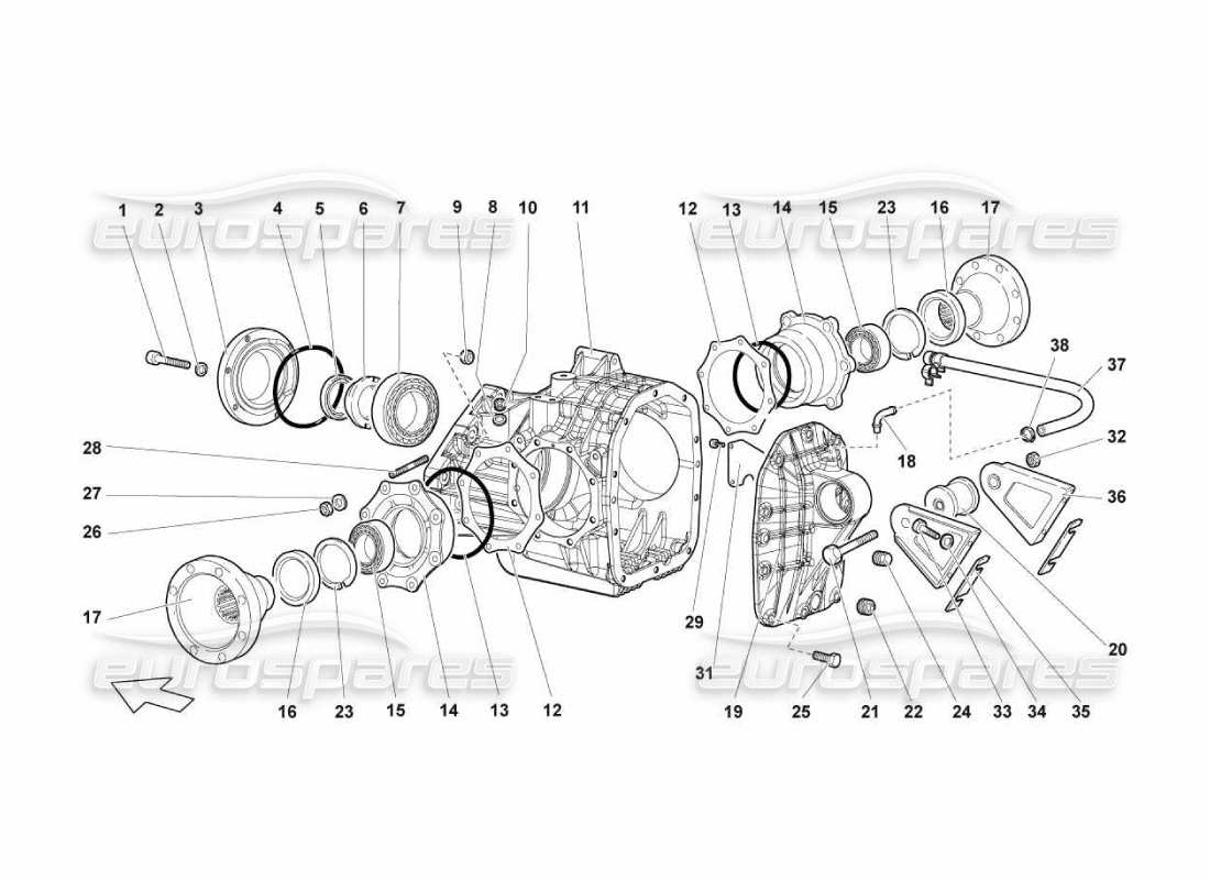 lamborghini murcielago lp670 rear differential case parts diagram