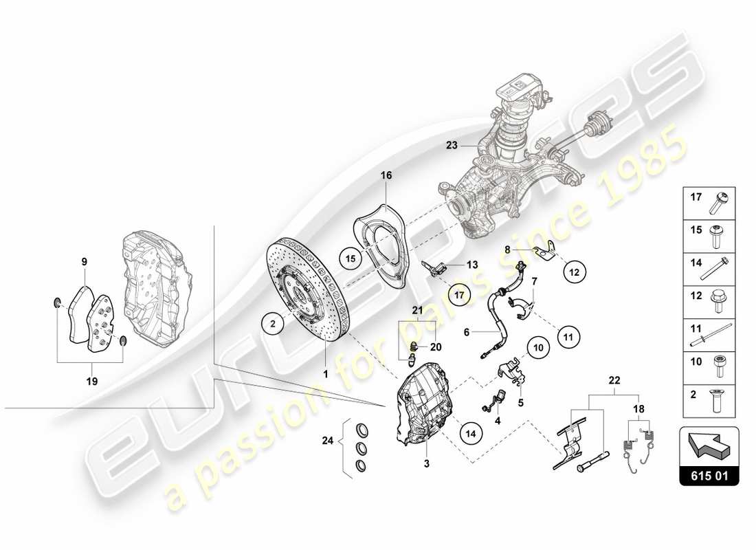 lamborghini performante coupe (2019) ceramic brake disc front part diagram