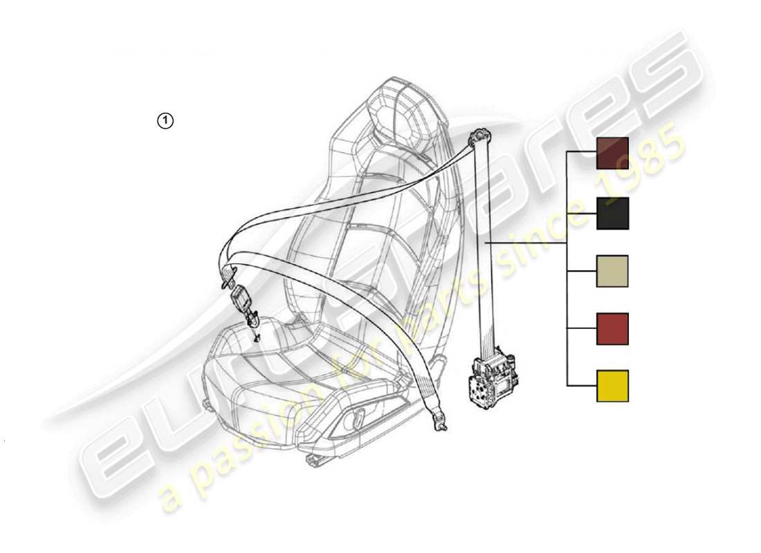 lamborghini huracan lp610-4 avio (accessories) 1 set: three-point inertia reel seat and press button buckle parts diagram