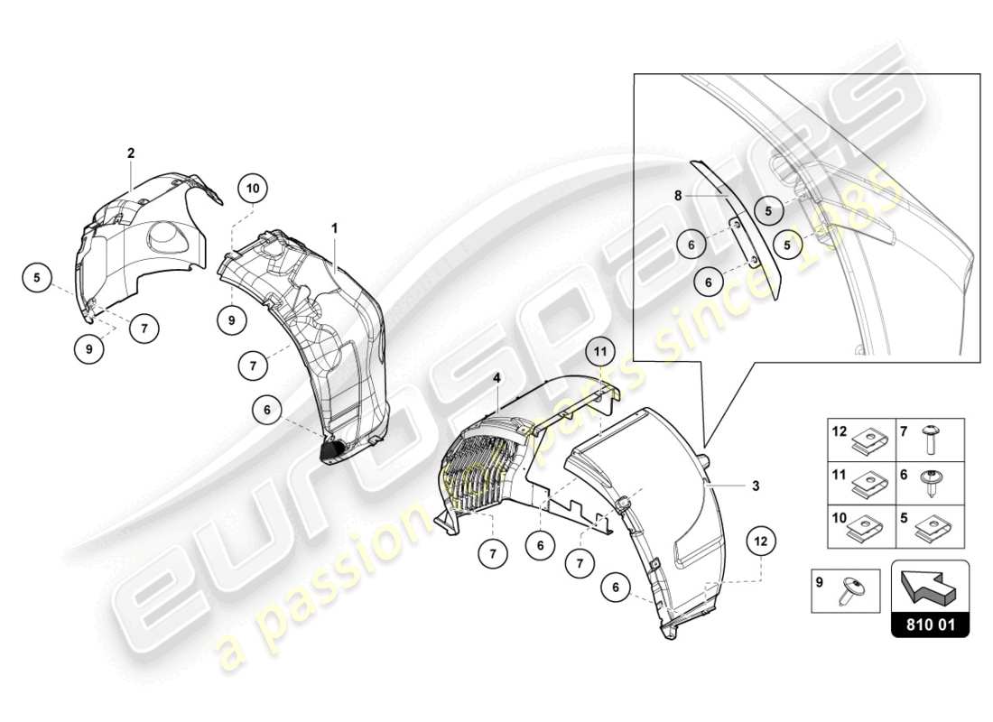 lamborghini lp750-4 sv coupe (2016) wheel housing parts diagram