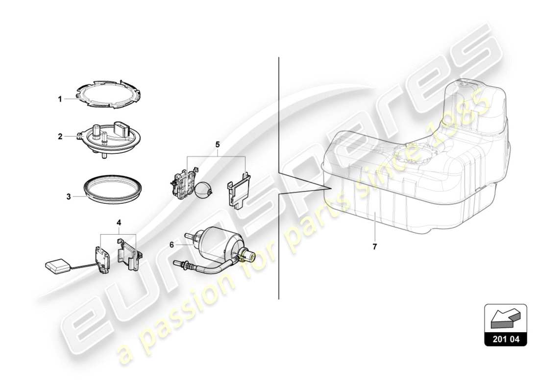 lamborghini performante coupe (2020) fuel filter left parts diagram