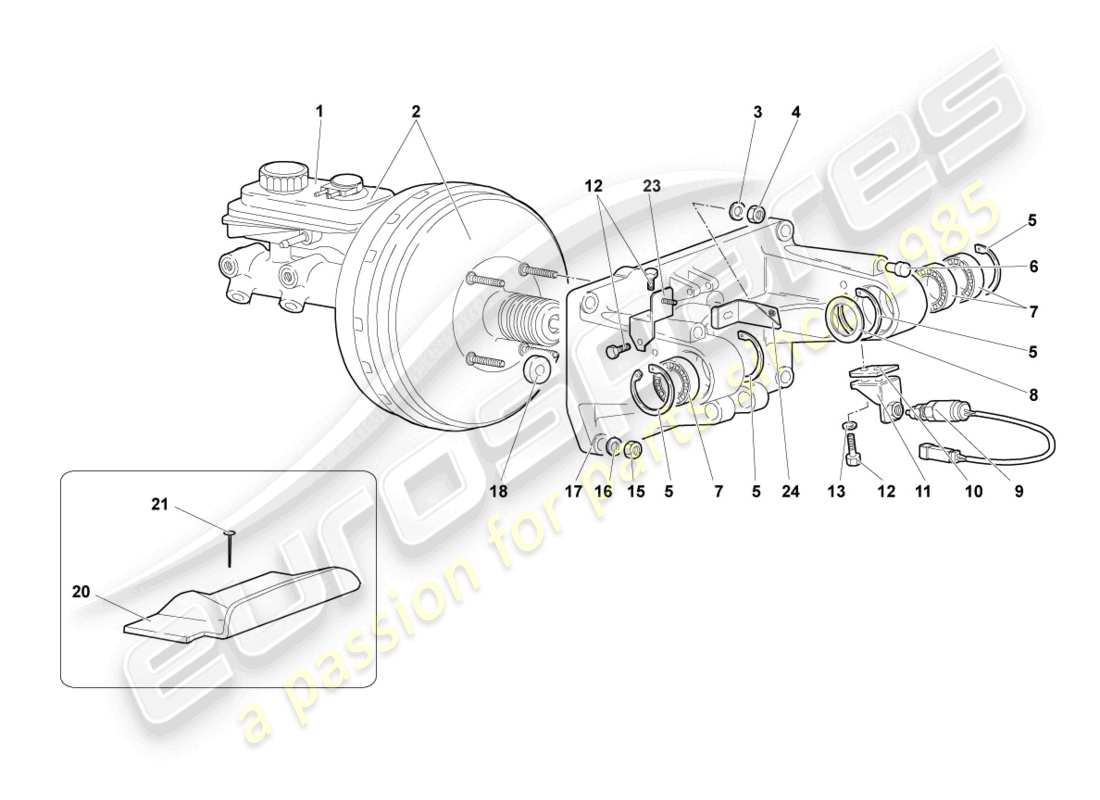 lamborghini murcielago coupe (2004) brake servo rhd part diagram